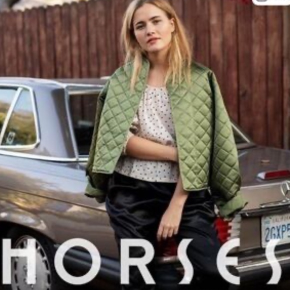 Horses Atelier Quilted Jacket in Green Satin - Picture 12 of 12